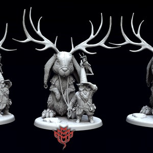 Gnomealope Jackalope W/Gnome 28mm 32mm D&D Resin Miniature Dungeons and Dragons Pathfinder RPG Roleplaying Mini Monster Mayhem Dino Tamer 2