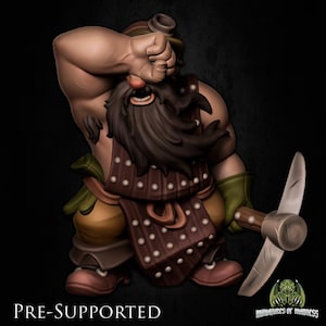 Dovolir Smeltpike Miner Dwarf 28mm 32mm D&D Resin Mini Dungeons and Dragons Pathfinder Tabletop RPG Character Miniatures of Madness Villager