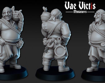 Cocinero de campamento PNJ, miniatura impresa en resina 3D de 28 mm para D&D (Dungeons & Dragons, Pathfinder, rol de mesa). Vae Victis, personaje.