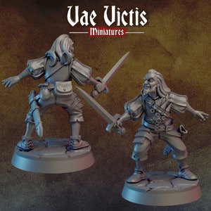 Sword Mercenary 28mm or 32mm D&D Resin Miniature Dungeons and Dragons Pathfinder RPG Roleplaying Vae Victis Minis Greatswords  and Feathers