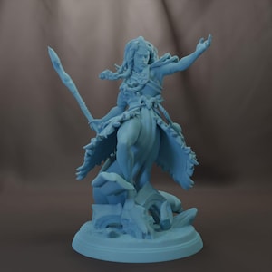 Male Orc Spellcaster 28mm or 32mm 3D Printed Miniature Dungeons and Dragons Pathfinder Tabletop Twin Goddess Mini Character for RPG Bone Orc