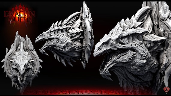 ミュージック DHS/DTS Maschera Dragonheads DragonTails Mounted Dragon Heads - Evil Chromatic Dragons Resin Miniature