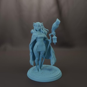 Hechicera elfa Yaen, estatua femenina de 28 mm, 32 mm, 54 mm o 75 mm, miniatura de resina para D&D, juego de rol de mazmorras y dragones, diosa gemela, grupo completo