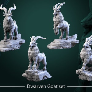 Dwarven Mountain Goats 28mm or 32mm D&D Resin Miniature Dungeons and Dragons Pathfinder RPG Roleplaying White Werewolf Tavern The Forge