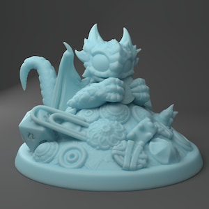 Penny Adorable Tiny Dragon Hoard 28mm D&D Resin Printed Miniatures Dungeons and Dragons Pathfinder Tabletop Twin Goddess for Display or RPG