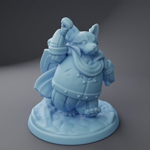 Corgi Dogfolk Fighter 28 mm 32 mm 54 mm ou 75 mm Estátua D&D Resina Miniatura Dungeons and Dragons RPG Deusa Gêmea Homens-fera Mini