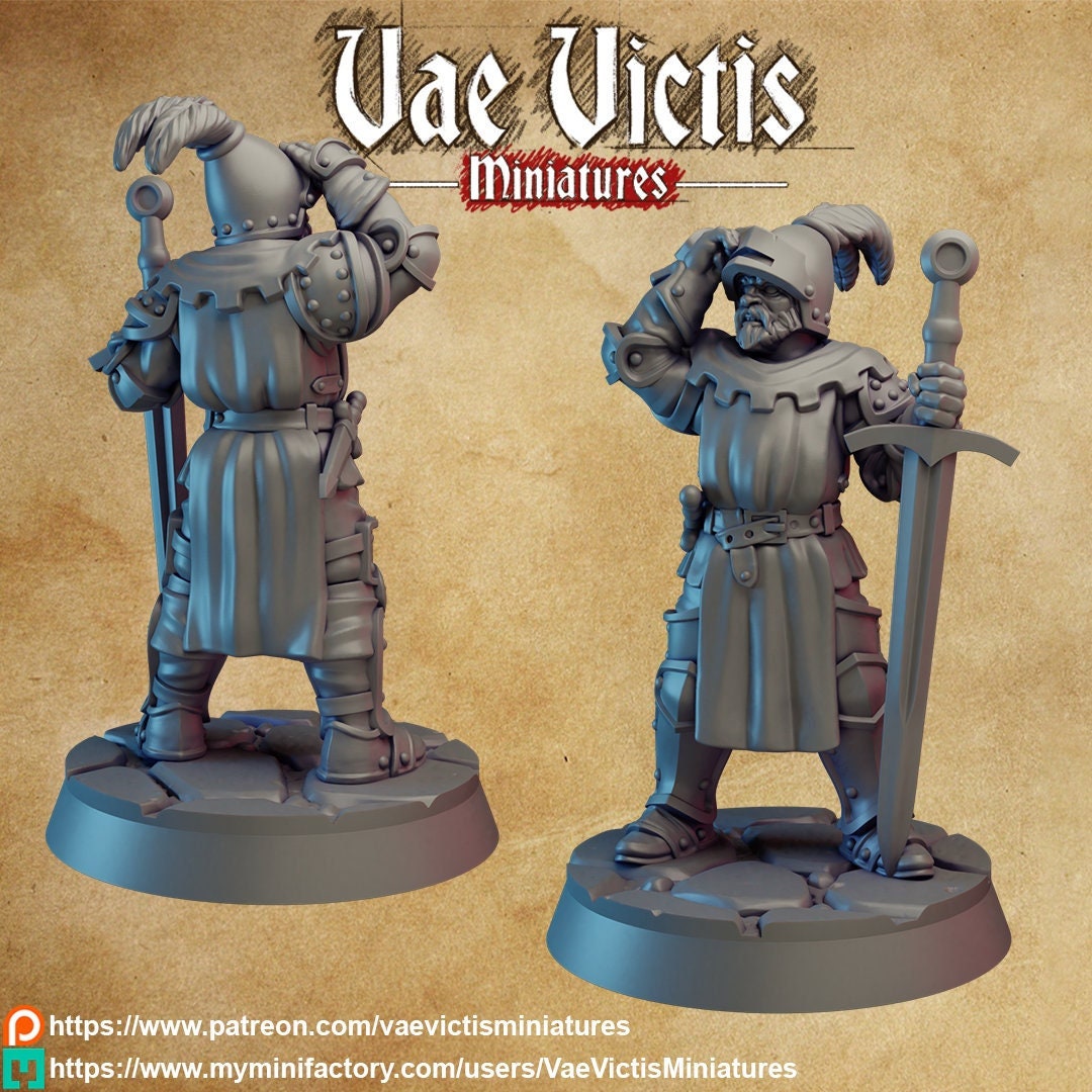 Old Knight Mini Vae Victus Resin DnD Miniature, Dungeons and Dragons