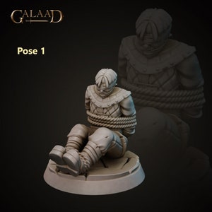 Guard Prisoner W/bagged Option 32mm 28mm Resin Miniature Dungeons and Dragons Pathfinder Tabletop Galaad Miniatures Display Bandits