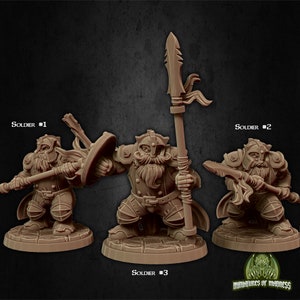 Dwarven Polearm Soldiers 28mm / 32mm D&amp;D 3D Resin Printed Miniature Dungeons and Dragons ...