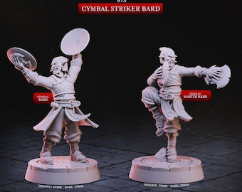Cymbal Striker Masked Bard D&D Resin 28mm 32mm Heroic Miniature Dungeons and Dragons Pathfinder Tabletop Display Cast N Play Ballad of Rat