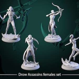 Femmine assassine drow 28 mm o 32 mm D&D Miniature in resina Dungeons and Dragons Pathfinder Gioco di ruolo White Werewolf Tavern Songs of Twilight