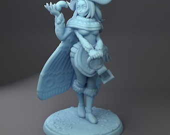 Gidae Moth Girl Mini 28mm, 32mm, 54mm, AND 75mm D&D Resin Miniature Dungeons and Dragons DnD Pathfinder Tabletop Twin Goddess Display RPG