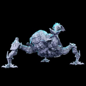 May include: A detailed, light gray, fantasy creature with multiple legs and ornate armor-like detailing. The creature has a central body with intricate patterns and stylized floral elements. The legs end in decorative feet, and the overall design suggests a mechanical or sculpted aesthetic.