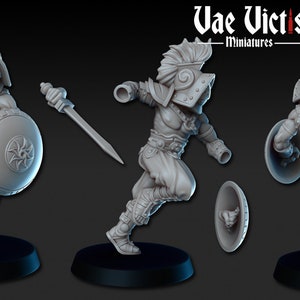 Gladiator Fighter 28mm D&D 3D Resin Printed Miniature Dungeons and Dragons Pathfinder Tabletop Vae Victis Mini Character for Display or RPG