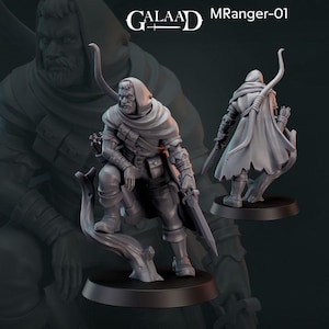 Armed Jungle Hunter Rangers 32mm 28mm Resin Miniature Dungeons and Dragons Pathfinder Tabletop Galaad Miniatures Display RPG Forest Rangers