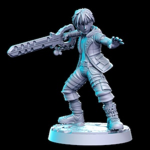 Riku Swordsman 28mm or 32mm D&D Resin Miniature Dungeons and Dragons Pathfinder RPG Roleplaying RN Estudios Minis JRPG Vol.17