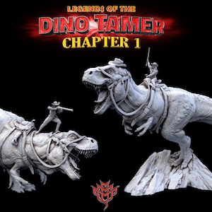 Lily and Bronson Trex Dinosaur Mount Monster Miniatures Dungeons and Dragons Pathfinder Mini Monster Mayhem Figures for Display Tabletop RPG