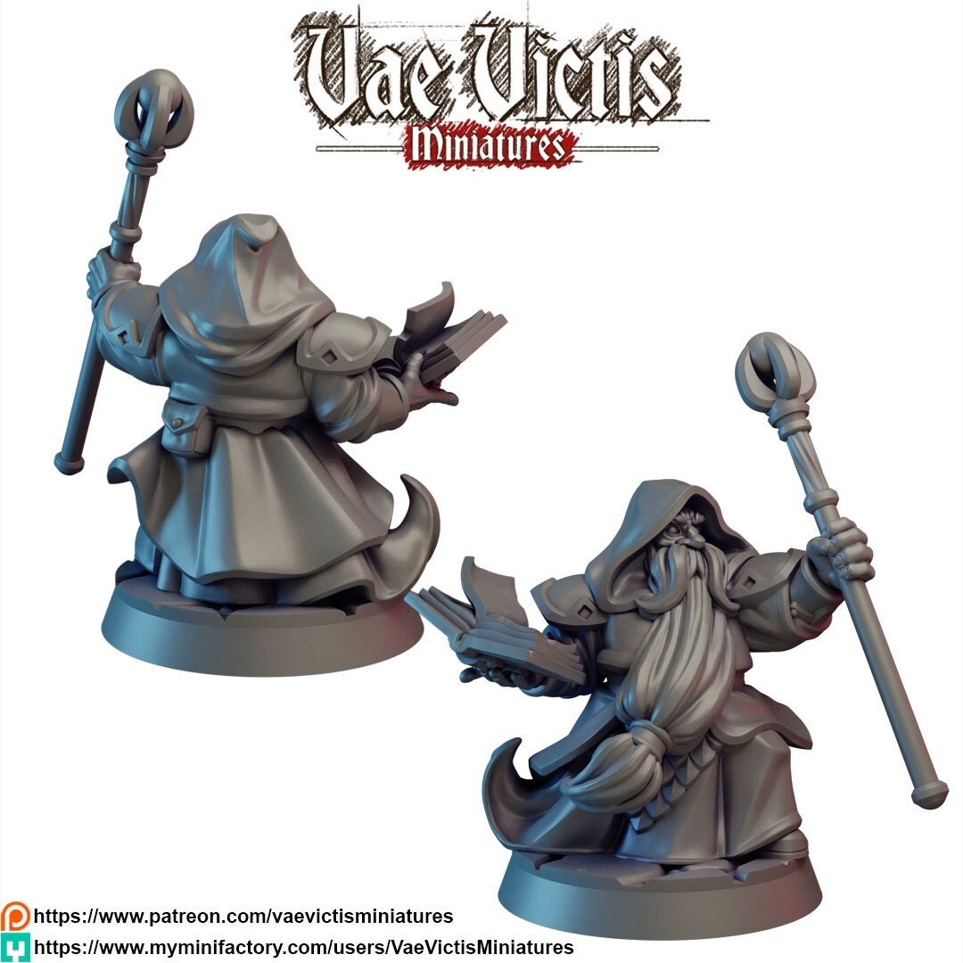Dwarven Wizard Dwarf Mage Mini 28mm 32mm D&D Miniature Dungeons and ...