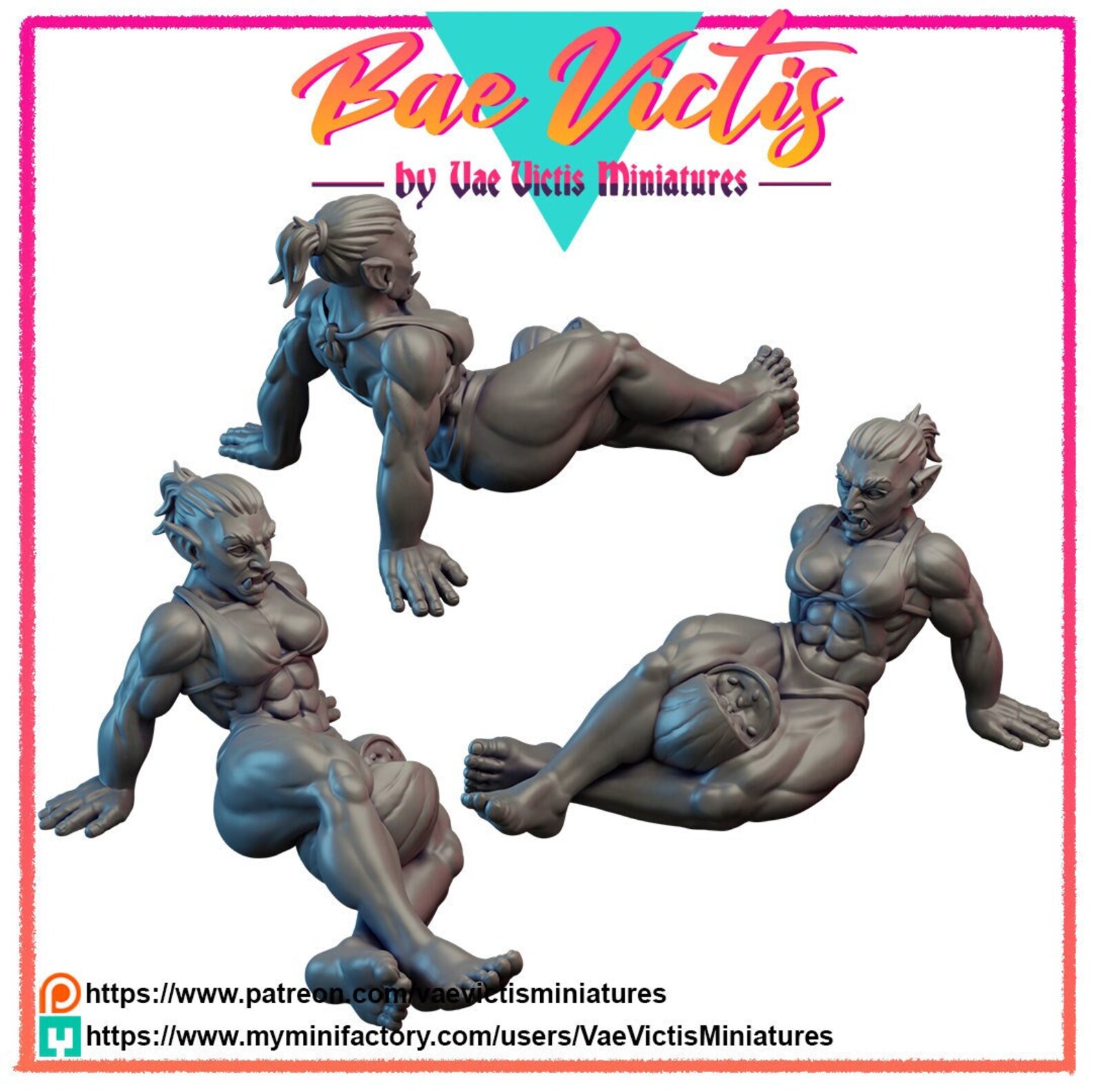 Watermelon Pathfinder Female Orc Crushing Watermelon Bae Victis 28mm 32mm D&D Resin Miniature ...