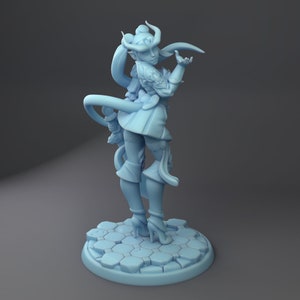 Magical Tiefling Girl - Magical Girl Set - D&D Resin 28mm 32mm Miniature Dungeons and Dragons Pathfinder Twin Goddess Display