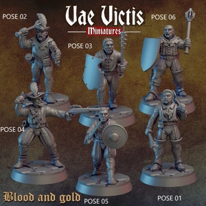 Mercenary Soldier Minis 28mm or 32mm D&D Resin Miniature Dungeons and Dragons Pathfinder RPG Roleplaying Vae Victis Minis Blood and Gold