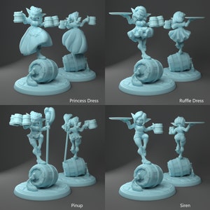 Female Pinup Goblin Barmaid Wench D&D 3D Resin Printed 28mm Miniature Dungeons and Dragons Pathfinder Tabletop Twin Goddess Display or RPG