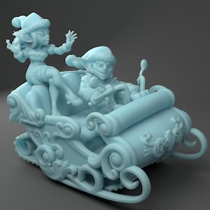 Goblin Rocket Sled Riders Christmas D&D Resin 28mm or 32mm Miniature Dungeons and Dragons DnD Pathfinder Tabletop Twin Goddess Display RPG