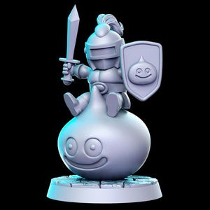 Slime Knight brandissant une épée et un bouclier Fighter Villain 28 mm 32 mm D&D miniature en résine Donjons et Dragons Jeu de rôle RN Estudio JRPG Vol 24