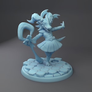 Magical Kobold Girl - Magical Girl Set - D&D Resin 28mm 32mm Miniature Dungeons and Dragons Pathfinder Twin Goddess Display