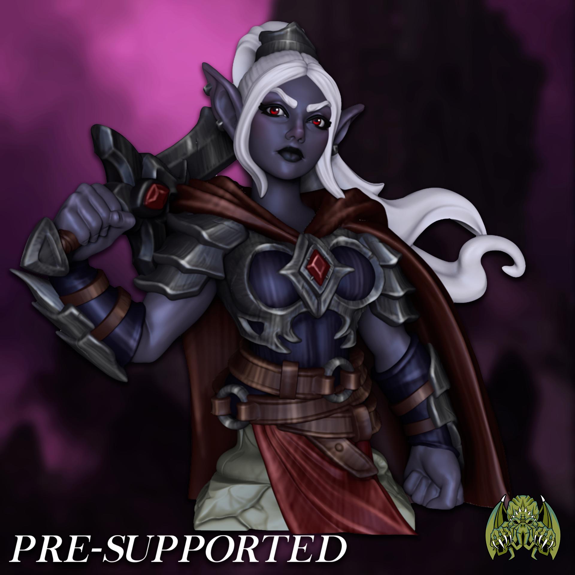 Drizara Sexy Female Drow Dark Elf Fighter Paladin Warrior Resin Bust ...