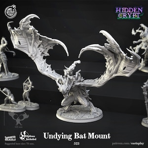Undying Bat Mount Giant Zombie Bat D & D Resin 28mm 32mm Miniaturen Dungeons and Dragons Pathfinder Tabletop Display Cast N Play Verborgen Crypte