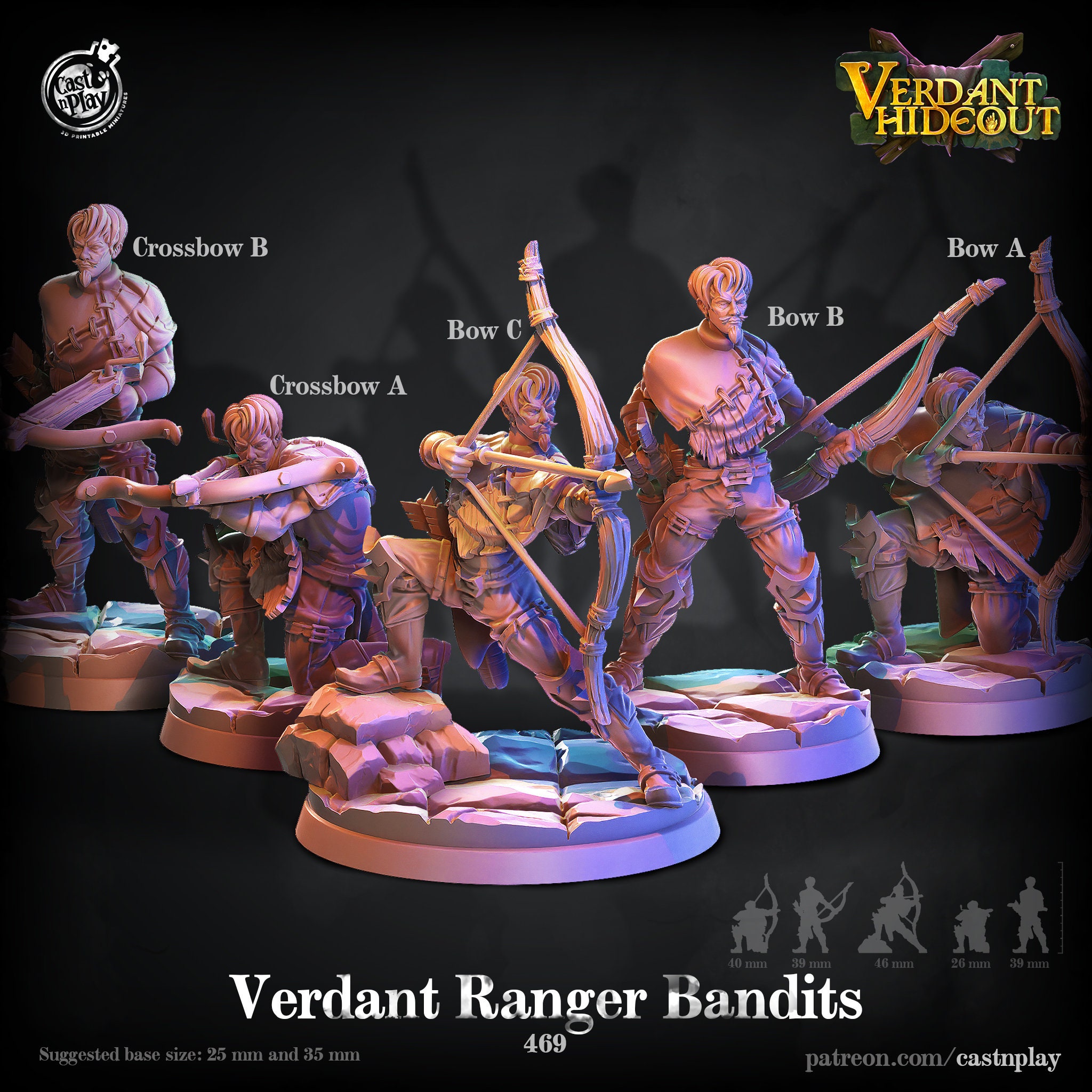 Ranged Bandit Gang D D Resin 28mm or 32mm Heroic Miniature Dungeons and Dragons Pathfinder Tabletop Display Cast N Play Verdant Hideout Etsy New Zealand