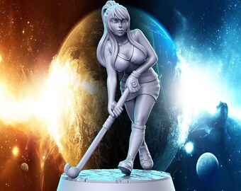 Jugadora de hockey Harper, atleta femenina en forma, 28 mm, 32 mm, miniatura de resina D&D, Dungeons and Dragons, juego de rol, RN Estudios, campeones, deportes femeninos