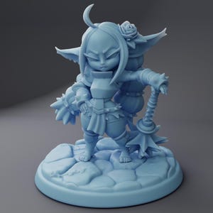 Thistle the Goblin Fighter 28mm 32mm 54mm Mini or 75mm Statue D&D Resin Miniature Dungeons and Dragons Roleplaying Twin Goddess Full Party