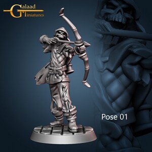 Skeleton Archers Undead Warriors 28mm 32mm D&D Resin Miniatures Dungeons and Dragons Pathfinder Tabletop Galaad Miniatures Into the Dungeon
