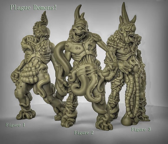 Plague Demon D&D Miniatures - BPA Free Resin - Dungeons and Dragons, Pathfinder, Tabletop - Monster Creatures  for Display or Role Playing