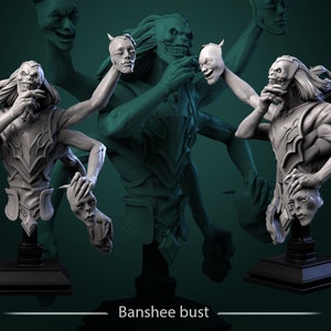 Banshee Bust Resin Minis D&D Dungeons and Dragons Pathfinder DnD Tabletop Display RPG White Werewolf Tavern Statue