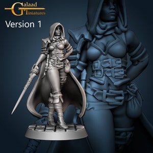 Raven Female Rogue Stealth 32mm 28mm Resin Miniature Dungeons and Dragons Pathfinder Tabletop Galaad Miniatures Display RPG Into the Dungeon