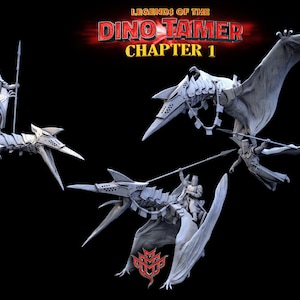 Pteran and Armageddon Dinosaur D&D Monsters Miniatures Dungeons and Dragons Pathfinder Mini Monster Mayhem Figures for Display Tabletop RPG