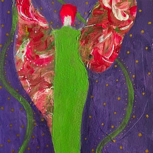 Collage de ángel celestial: arte abstracto en técnica mixta