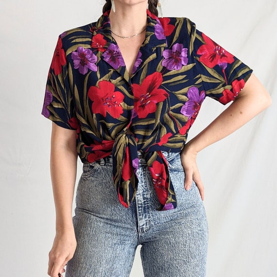 Vintage Floral Blouse Women's Size Au 8 