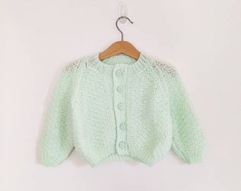 Cardigan à la menthe tricoté à la main taille bébé 1