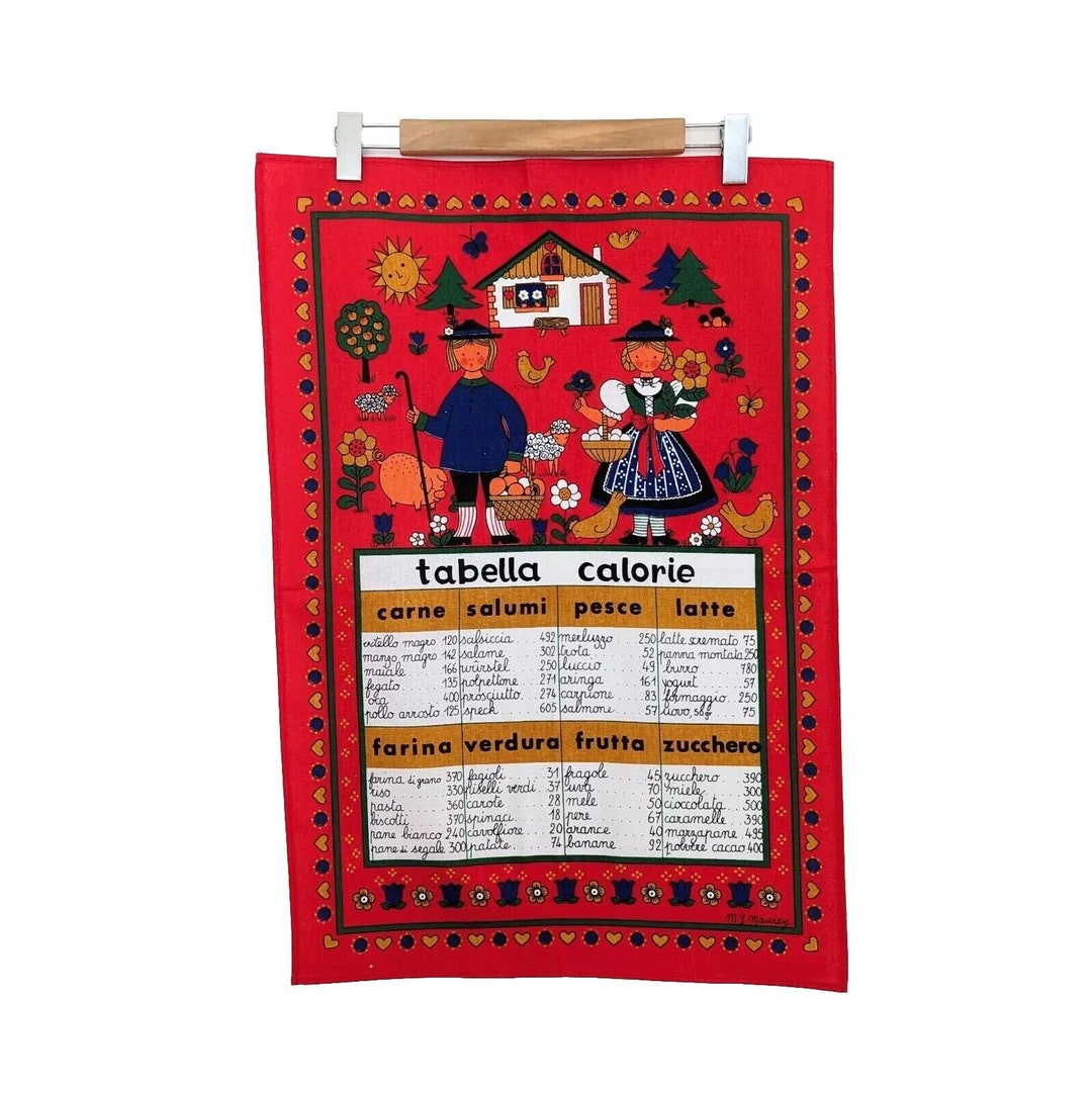 Vintage Folk Art Tea Towel - Etsy