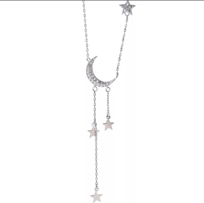 Charming magical silver star and moon necklace