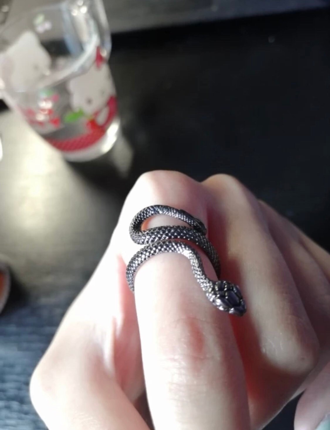 Adjustable Black Snake Ring Etsy