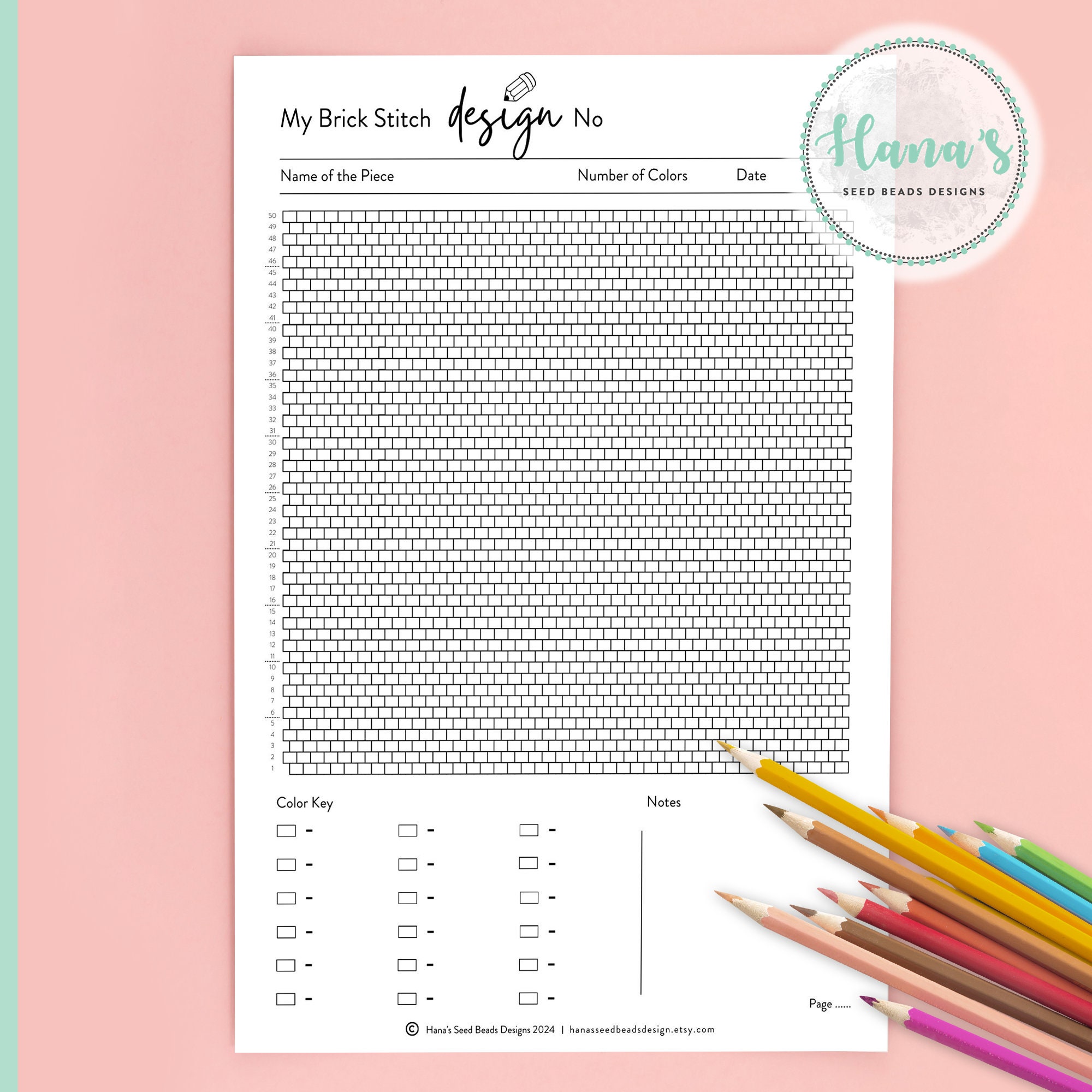 Brick Stitch Beading Graph Paper for Brick Stitch Seed Bead Patterns ...