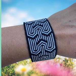 Peyote bracelet beading pattern, Art deco inspired diy bracelet, odd count peyote stitch pattern ideal for beaded bracelet, cuff or bookmark