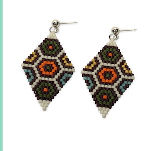 Brick Stitch Earrings, Retro Seed Bead Earrings Pattern for do it yourself beaded jewelry, great bead jewelry gift idea