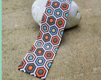 Retro 70s Peyote Beaded Bracelet & Beaded Bookmark Pattern, Miyuki Seed Bead Jewelry DIY Beading Pattern, Vintage-Inspired Digital Download