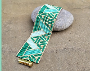 Art Deco bead pattern, make your own handmade beaded jewelry, Miyuki beads beaded bookmark or bracelet